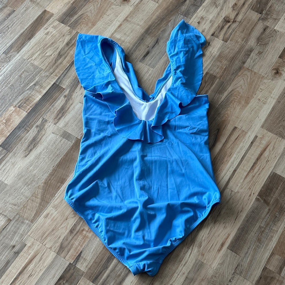 Blue Ruffled One-Piece Swimsuit - Picture 4 of 5